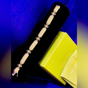 NWT Judith Ripka Sterling Collection Diamonique Bar & Clover Bracelet